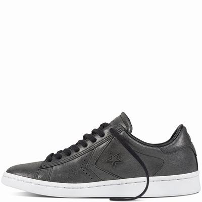 Converse Pro Leather Lp Low Tops Womens - Black/Black/White Shoes (508NHGOK)